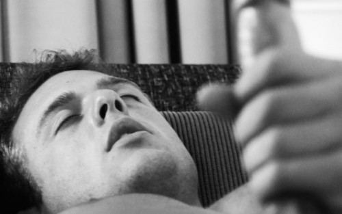 Ryan James masturbating in a black and white erotic film by Louise Lush for Bright Desire
