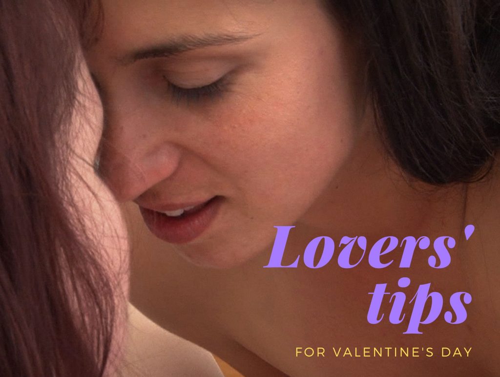 Lovers' tips for Valentines Day by Jennifer Lyon Bell at Blue Artichoke Films. Image of Liandra Dahl; and AnnaBelle Lee in the film ":Silver Shoes: Undressed."